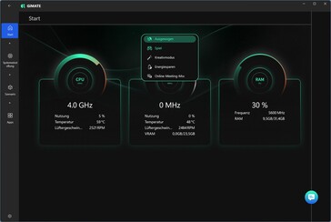 Pantalla de inicio y perfiles de rendimiento