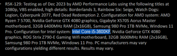 AMD Ryzen 7 5700 vs Intel Core i5-14000F (imagen vía AMD)