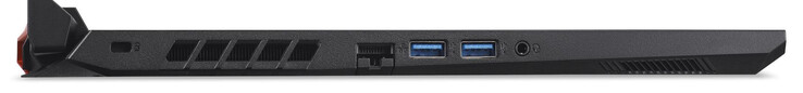 Lado izquierdo: Ranura para un candado de cable, Gigabit Ethernet, 2 USB 3.2 Gen 1 (Tipo A), combo de audio