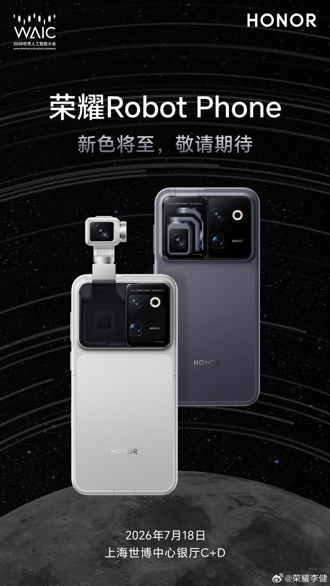 El teléfono Honor Robot saldrá a la venta en China el 18 de julio de 2026.