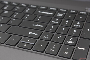 El teclado numérico y las teclas de flecha son más estrechas y apretadas que las teclas principales del QWERTY