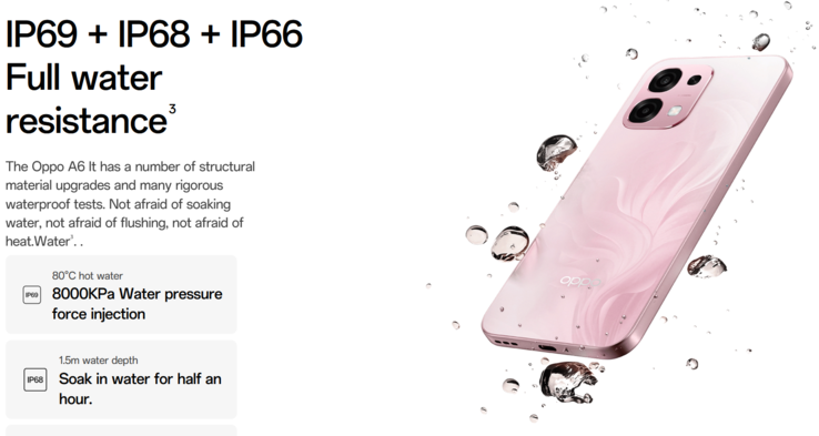 El smartphone ofrece protección contra el polvo y el agua. (Fuente de la imagen: Oppo)