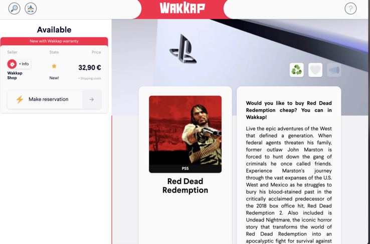 El listado de Wakkap, que muestra un precio de 32,90 euros.