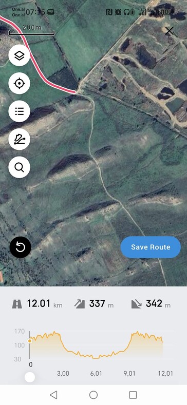 Captura de pantalla de la función de planificación de rutas de Amazfit en la aplicación Zepp. (Fuente de la imagen: Notebookcheck)