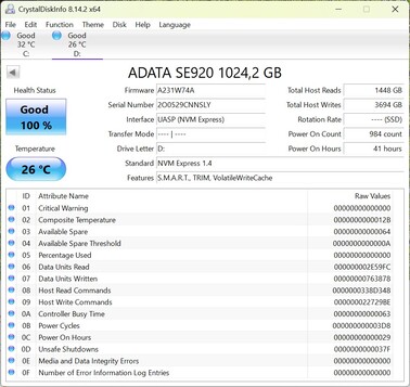 Comprobación del rendimiento con el ADATA SE920 a través de USB-C