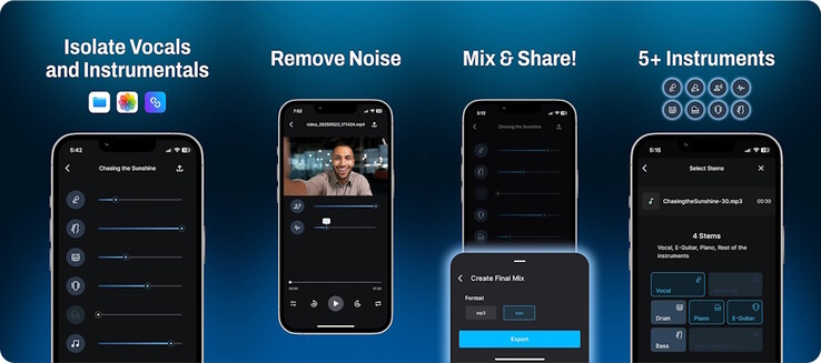Gaudio Studio utiliza la IA GSEP para eliminar el ruido de fondo o separar las plicas vocales e instrumentales en los smartphones. (Fuente de la imagen: Gaudio Lab)