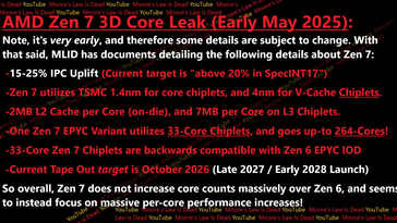 Detalles del AMD Zen 7 3D Core. (Fuente de la imagen: Moore's Law Is Dead)