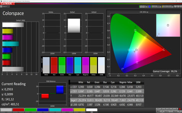 CalMAN: Espacio de color - espacio de color objetivo sRGB, mayor perfil de color de contraste