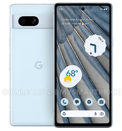 Las imágenes filtradas indican interesantes combinaciones de colores para el Pixel 7a. (Fuente de la imagen: @OnLeaks y MySmartPrice)