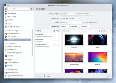 Selección del fondo de pantalla en la configuración del sistema KDE (Fuente: Nate/KDE)
