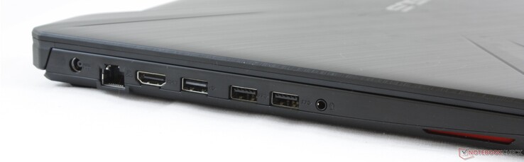 Izquierda: adaptador de CA, Gigabit RJ-45, HDMI 2.0, USB 2.0 Tipo A, 2x USB Tipo A 3.1 Gen. 1, audio combinado de 3.5 mm