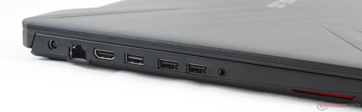Izquierda: adaptador de CA, Gigabit RJ-45, HDMI 2.0, USB 2.0 Tipo A, 2x USB Tipo A 3.1 Gen. 1, audio combinado de 3.5 mm