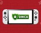 Nintendo Switch OLED mostrando el logotipo DMCA