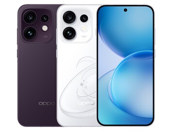 El Oppo Reno 16 en morado y blanco pop.