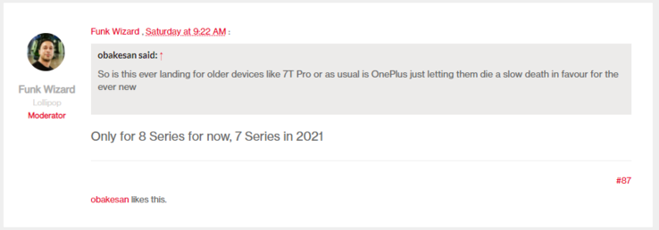 La serie OnePlus 7 se está dejando en el frío. (Fuente de la imagen: Foros OnePlus)
