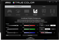 MSI True Color Tool: Modo Diseñador