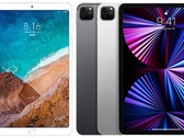 La Mi Pad 4 Plus (L) fue lanzada por Xiaomi en 2018 mientras que Apple actualizó su iPad Pro (R) en 2021. (Fuente de la imagen: Xiaomi/Apple)