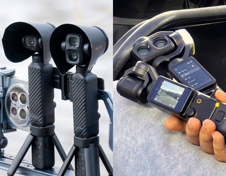 Nuestro vistazo más reciente a la DJI Osmo Pocket 4 Pro (derecha). Mejorada con IA. 