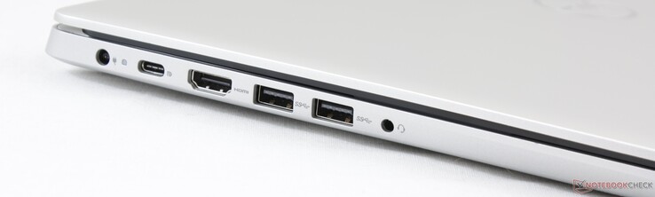 Izquierda: adaptador de CA, USB 3.1 Tipo C Gen. 1 con DP/Power Delivery, HDMI 1.4a, 2x USB 3.1 Gen. 1 Tipo A, audio combinado de 3.5 mm