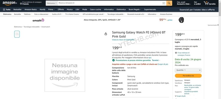 El listado de Amazon (Fuente de la imagen: YTechB)