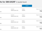 Listado de Geekbench Samsung SM-G525F (Fuente: Geekbench Browser)