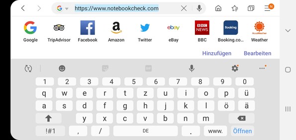 Uso del teclado predeterminado en modo horizontal