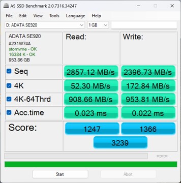 Comprobación del rendimiento con el SE920 a través de USB4