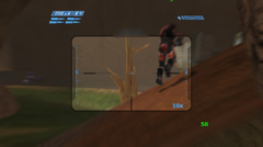 El multijugador en línea de Halo Combat Evolved funcionando en una Anbernic RG35XX H en una partida de 23 jugadores en Blood Gulch.