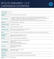 HP Elite Dragonfly Chromebook Enterprise - Especificaciones. (Fuente de la imagen: HP)