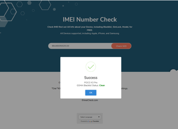 Una base de datos IMEI reconoce el POCO X3 Pro. (Fuente: IMEICheck)