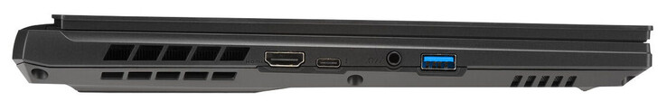 A la izquierda: HDMI 2.1, USB 3.2 Gen 1 (USB-C; DisplayPort), toma de audio combo, USB 3.2 Gen 1 (USB A)