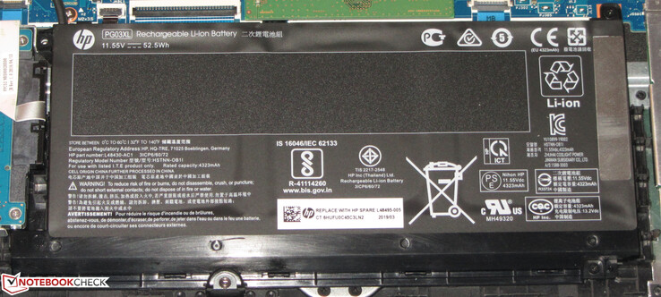 Una mirada a la batería de 52,5 Wh en el HP Gaming Pavilion 15.