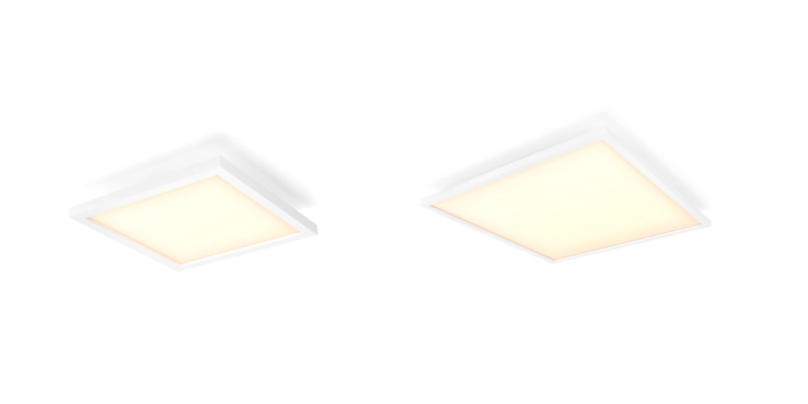 El Philips Hue Aurelle Panel Sqaure, pequeño (izquierda) y Square, grande (derecha). (Fuente de la imagen: Philips Hue)