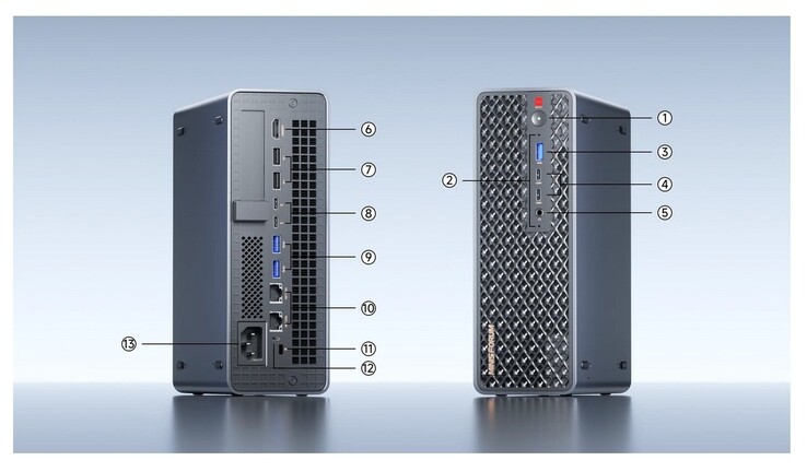 Las conexiones externas del Minisforum MS-S1 Max (fuente: Minisforum)