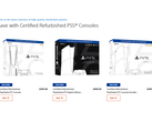 Una captura de pantalla de las consolas PlayStation 5 reacondicionadas certificadas de Sony en PlayStation Direct