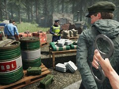 Una imagen que muestra a los agentes y a un conductor en Contraband Police. (Fuente de la imagen: Steam)