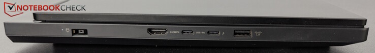 Izquierda: alimentación, HDMI, USB-C con TB 4 (DP), USB-C (10 Gbps, PD 65-100W, DP), USB-A (10 Gbps, siempre encendido)