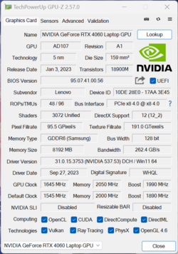 GPU-Z GeForce Portátil RTX 4060