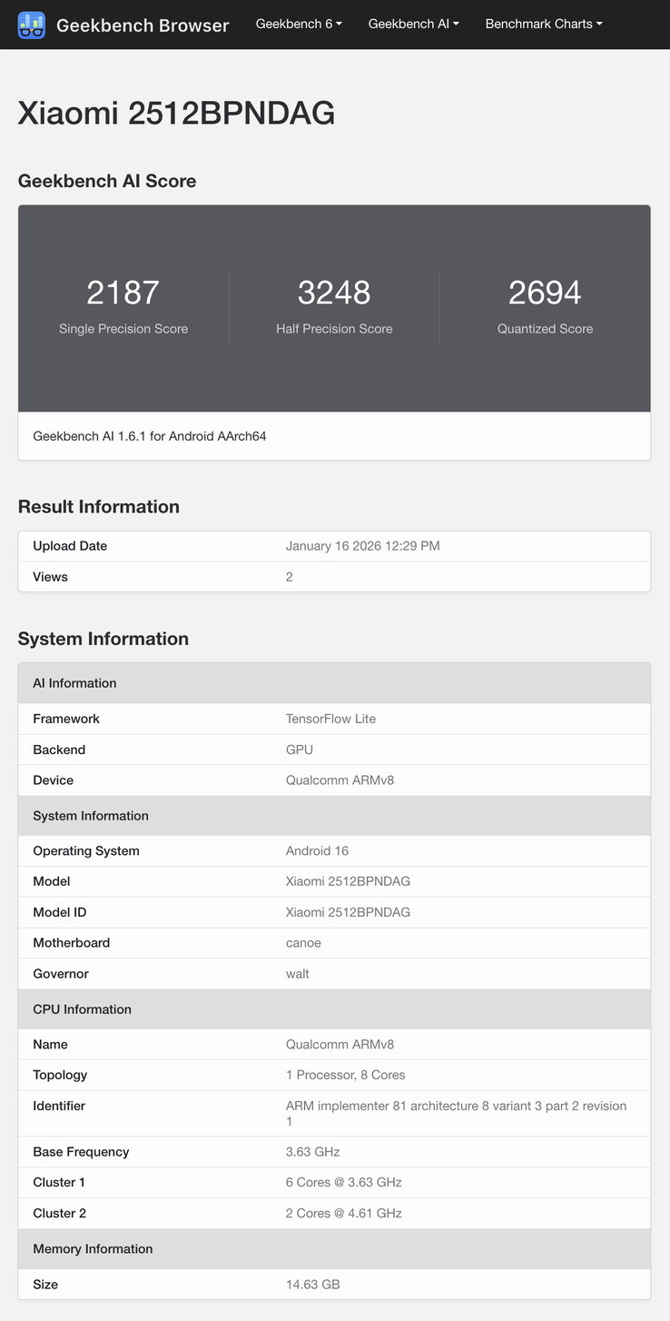 (Fuente de la imagen: Geekbench)
