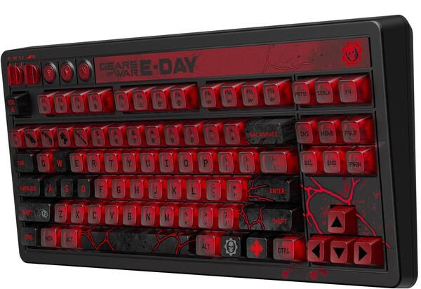 El teclado mecánico 8BitDo Retro 87: Gears of War E Day Edition utiliza interruptores lineales personalizados.