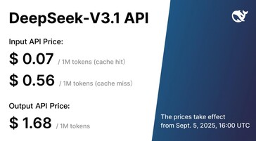 Los usuarios corporativos que accedan a DeepSeek-V3.1 a través de la API encontrarán una estructura de precios simplificada que tiene en cuenta la naturaleza híbrida de la IA. (Fuente de la imagen: DeepSeek)
