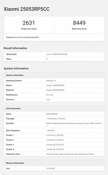 Xiaomi Pad 7S Pro en Geekbench