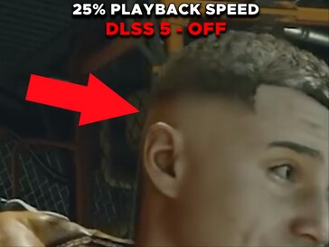 El mismo personaje de Starfield con la textura del pelo en el metraje original de DLSS off.