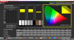 CalMAN ColorChecker (perfil: Nativo, espacio de color de destino: P3)