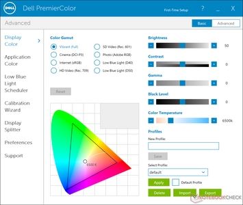 Configuración de Dell PremierColor utilizada para nuestras mediciones