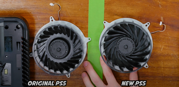Diferencias de los fans entre la antigua y la nueva PS5. (Fuente de la imagen: Austin Evans en YouTube)