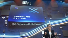 AMD mRDNA 2 en el próximo Samsung Exynos aparentemente supera a la última GPU Mali incluso bajo ralentización. (Fuente de la imagen: keynote de AMD en Computex 2021)