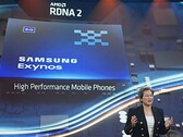 AMD mRDNA 2 en el próximo Samsung Exynos aparentemente supera a la última GPU Mali incluso bajo ralentización. (Fuente de la imagen: keynote de AMD en Computex 2021)