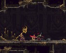 Una imagen en la que aparecen el Penitente y un enemigo en Blasphemous 2.
