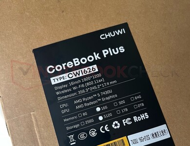 Incluso el embalaje de la Chuwi CoreBook Plus anuncia el Ryzen 5 7430U ...